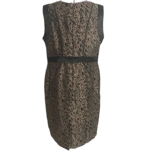 Jones New York Dress Women's Size 14 Taupe & Black Sleeveless Sheath - Picture 7 of 11
